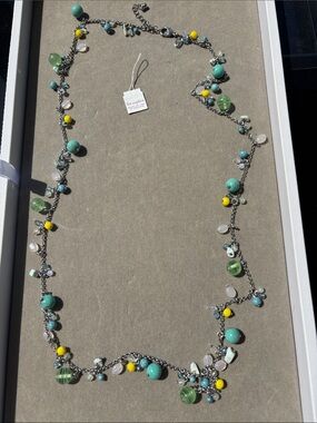 Lia Sophia Turquoise, Yellow & Light Green Bead Station Necklace